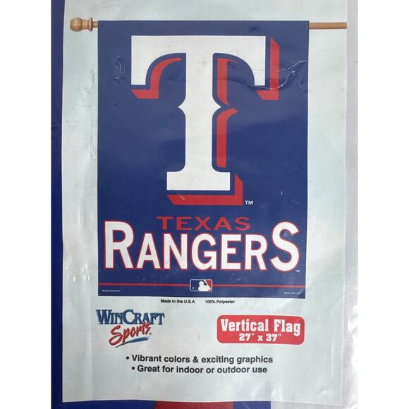 Texas Rangers House Flag 27"x37" Vertical Hanging Baseball WinCraft Red Blue MLB - Picture 2 of 4